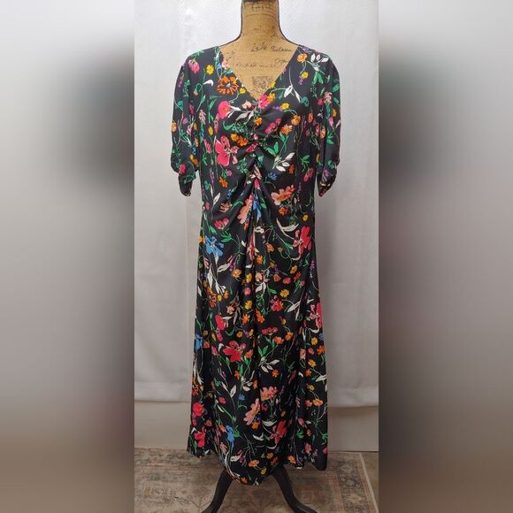 A New Day Puff Short Sleeve Ruched a-Line Maxi Dress Sz XL - Picture 1 of 10